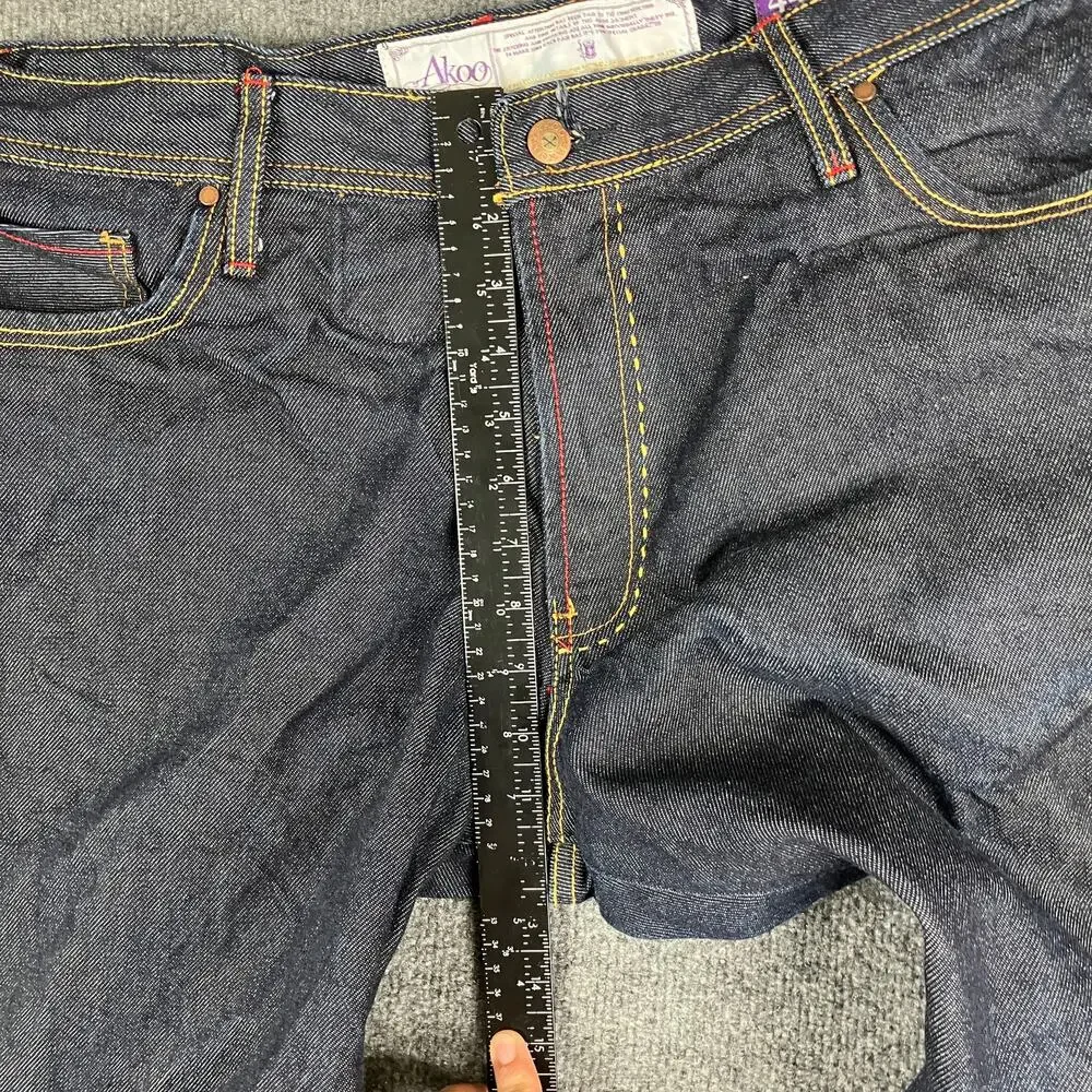 AKOO Jeans Womens Size 44 Dark Wash Cuffed Denim Relaxed Fit Streetwear Casual‎